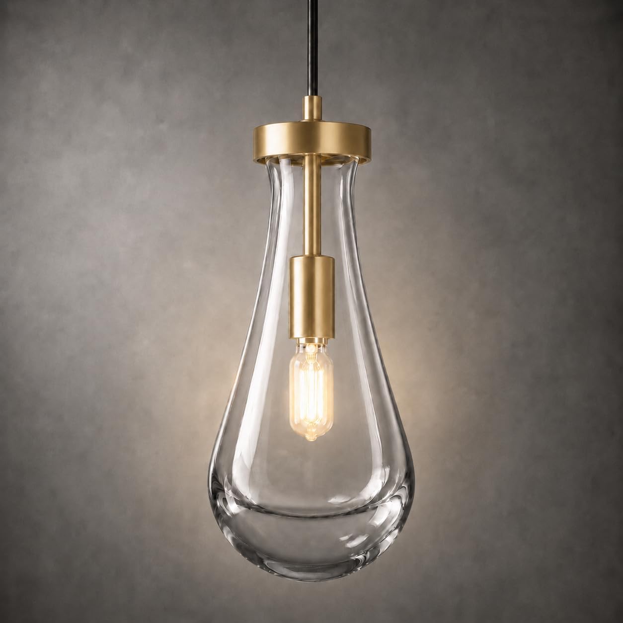 Modern Gold Teardrop Pendant Light - Crystal Raindrop Dimmable Chandelier
