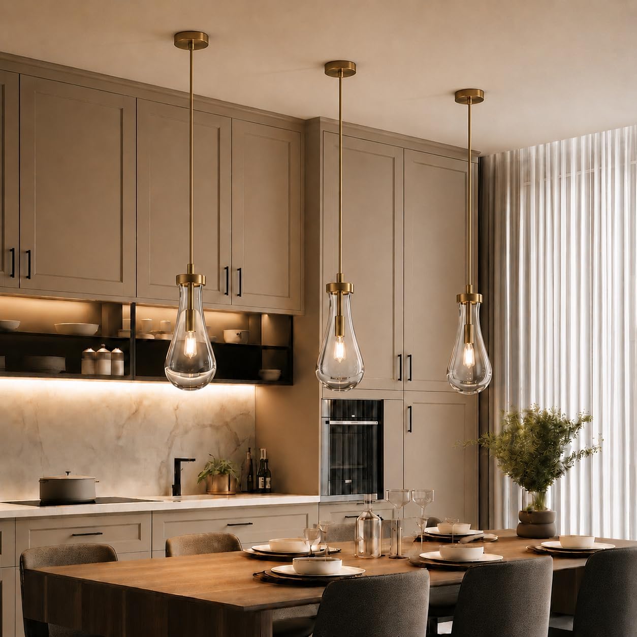 Modern Gold Teardrop Pendant Light - Crystal Raindrop Dimmable Chandelier - Image 6