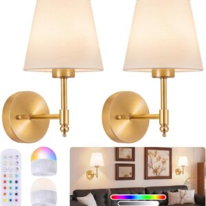 Battery Operated Wall Sconce Set of 2, Rechargeable Wireless Wall Lights