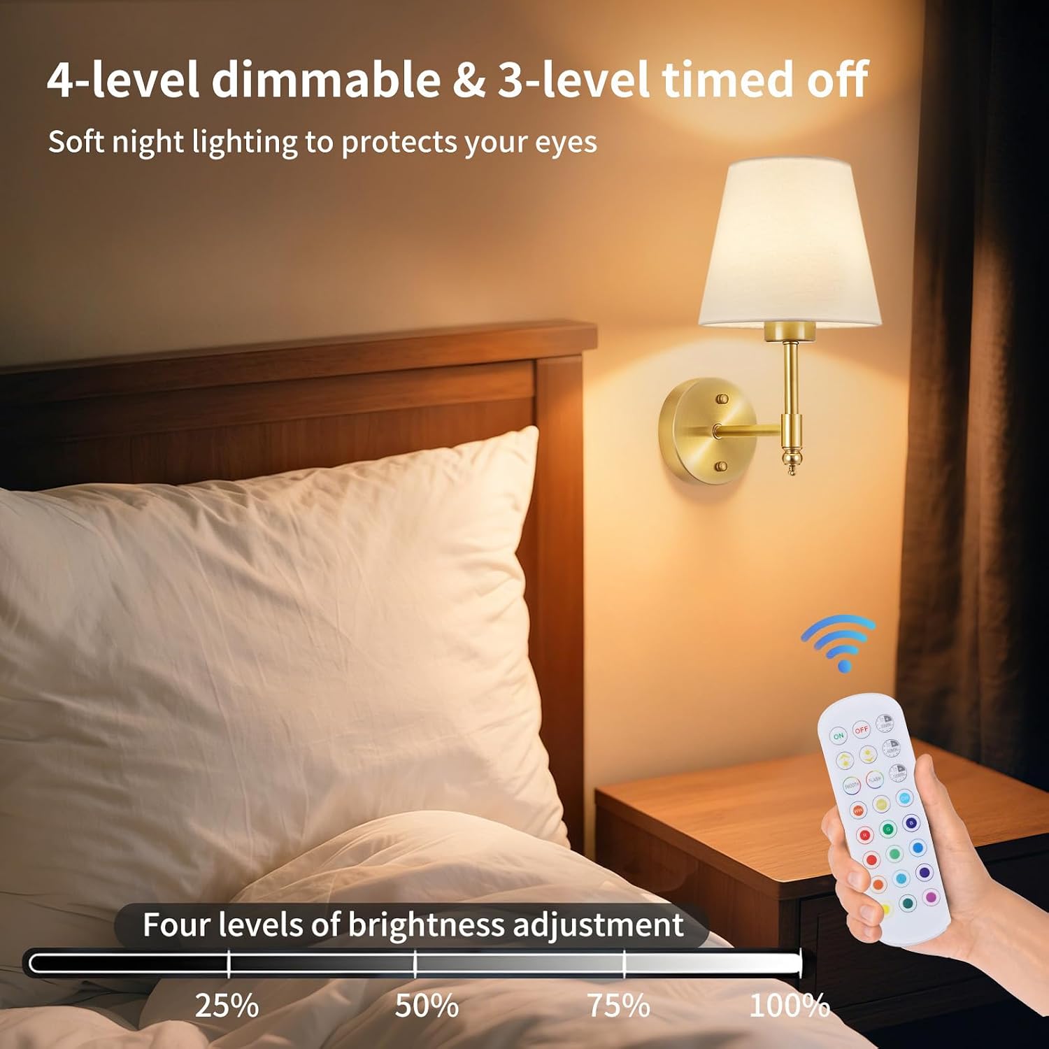 Battery Operated Wall Sconce Set of 2, Rechargeable Wireless Wall Lights - Image 4
