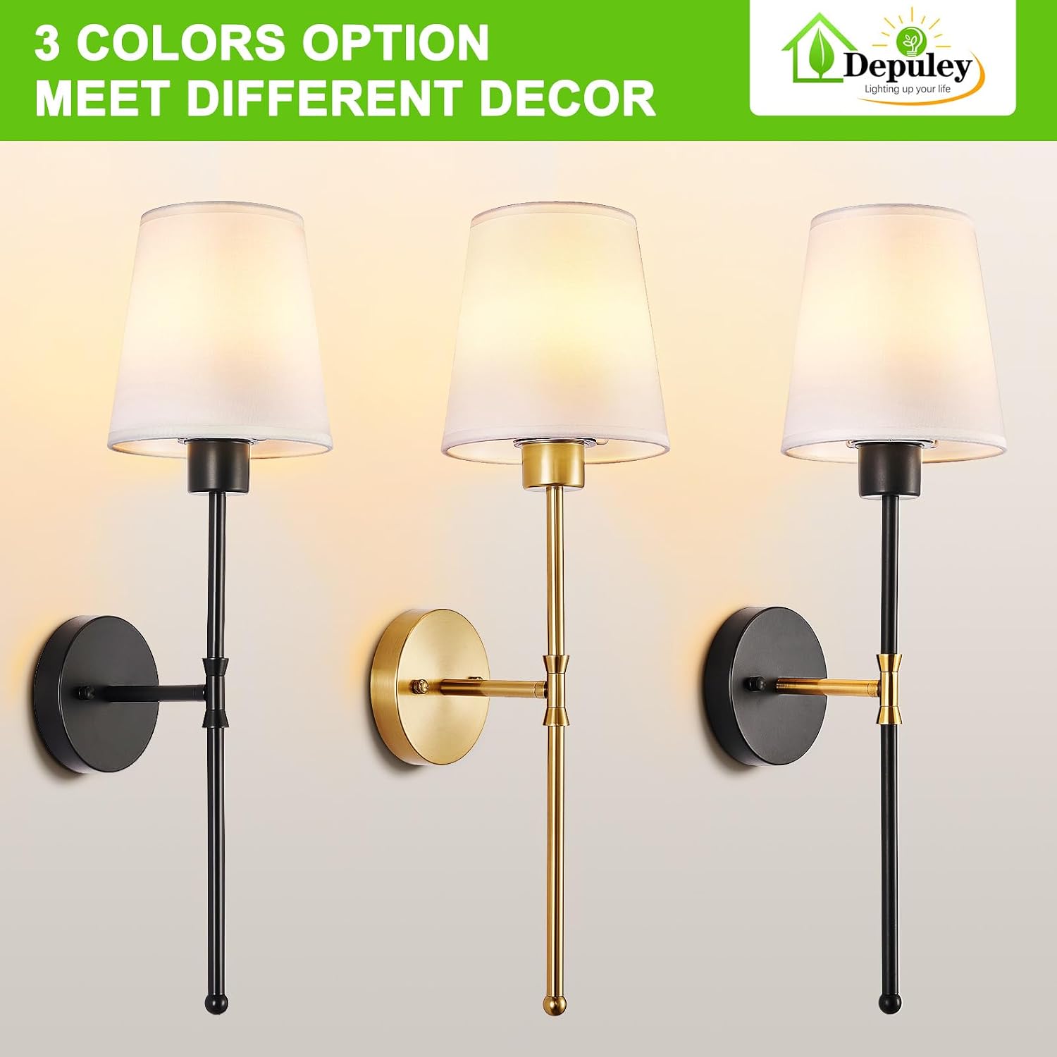 Depuley Battery Operated Wall Sconce: Set of 2 Wireless Wall Lights with Remote for Bedroom - Black Rechargeable 15 Colors RGB Halloween Wall Lamp for Living Room Hallway - Image 8