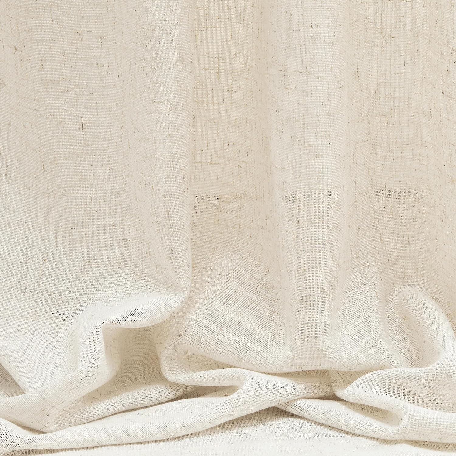 MYSKY HOME Linen Curtains for Living Room, Natural Semi Sheer Curtains & Drapes 84 inches Length 2 Panels Set Farmhouse Country Boho Style Back Tab Draperies for Sliding Glass Door, 50" Wide, Linen - Image 6
