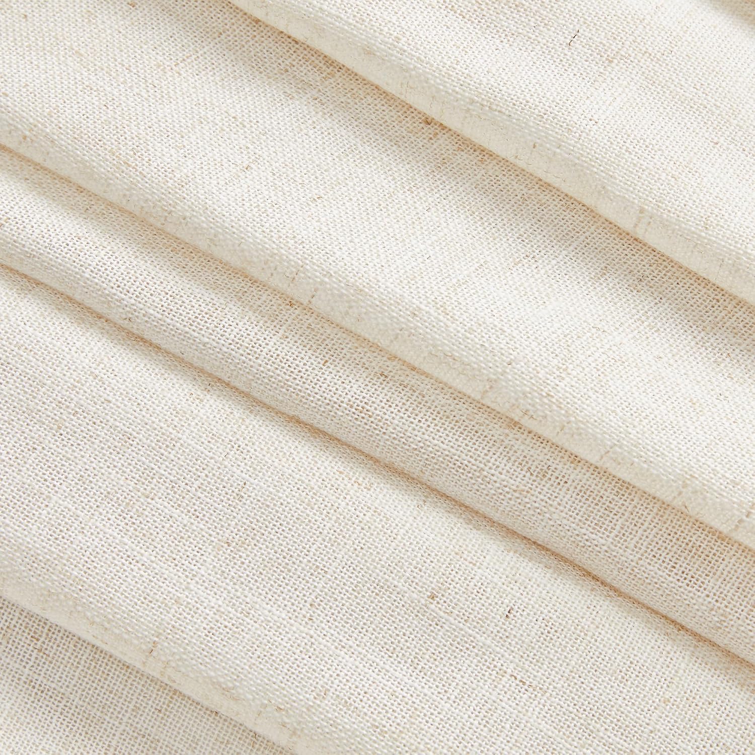 MYSKY HOME Linen Curtains for Living Room, Natural Semi Sheer Curtains & Drapes 84 inches Length 2 Panels Set Farmhouse Country Boho Style Back Tab Draperies for Sliding Glass Door, 50" Wide, Linen - Image 9