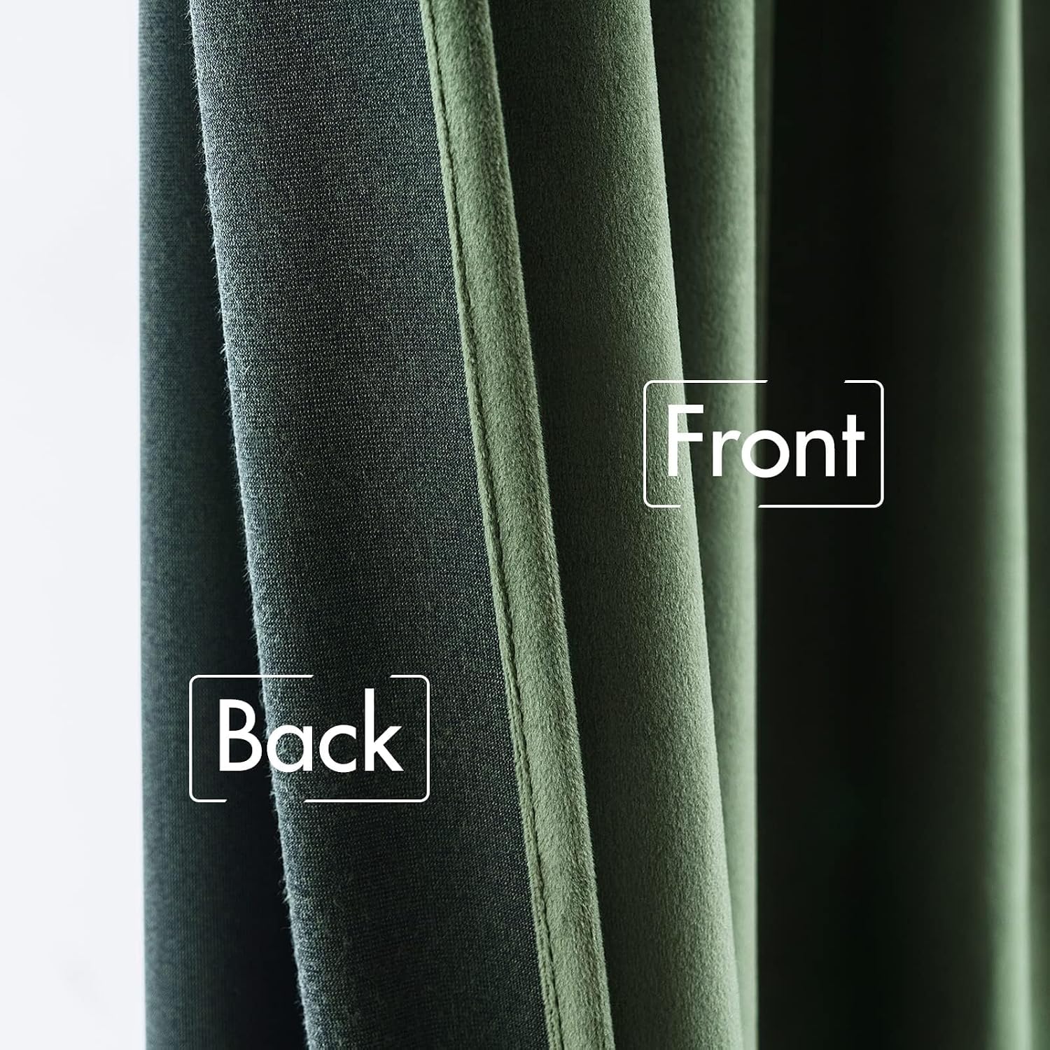 MIULEE Velvet Curtains 52x84 inches 2 Panels Olive Green Blackout Curtains - Image 6