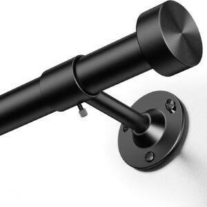 YaFex Heavy Duty Curtain Rods 32-150 Inch, 1 Inch Adjustable Black Curtain Rod for Windows, Extra Long Window Treatment Rods with Aluminium Finials, Easy Installation